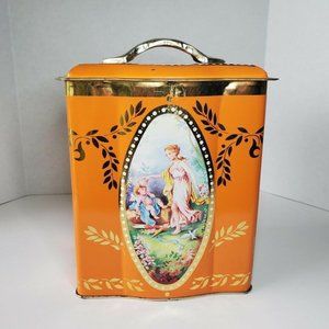 Vintage Orange Biscuit Rectangle Tin Can
